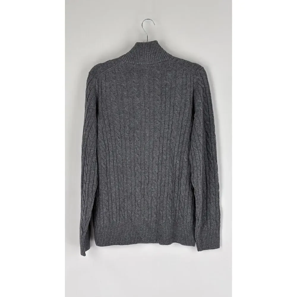 Loro Piana Baby Cashmere Treccia Cable Knit Quarter Zip Sweater Gray Men Size 54